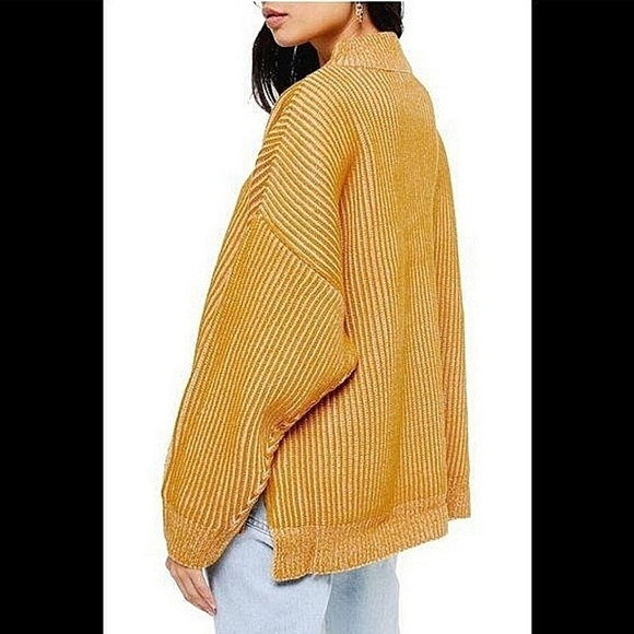 Topshop-NWT-Mustard Funnel Neck Oversized Sweater-Size US 8-10 - Picture 3 of 9
